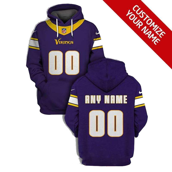 Men's Minnesota Vikings Customized Purple To Service Sideline Performance Pullover Hoodie